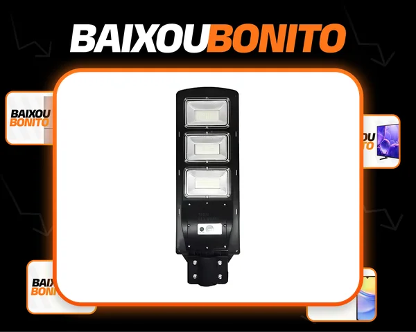 Solar Luminária Pública Poste Rua Led 150w C/ Sensor Preto Preto