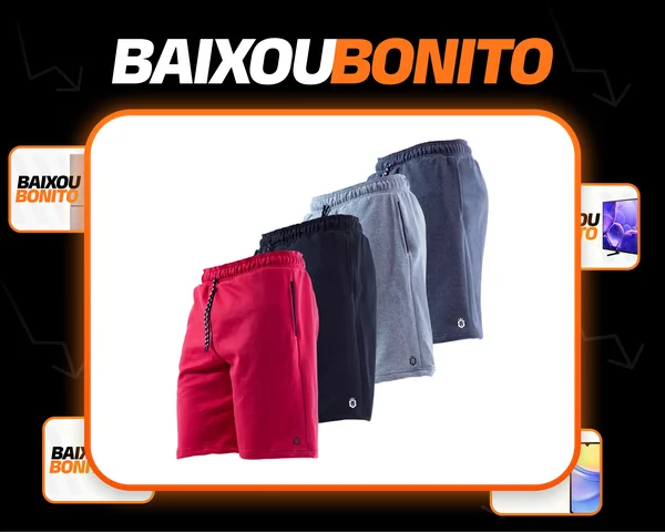 Kit 4 Bermuda Masculina Short Moletom Leve Caminhada Atacado