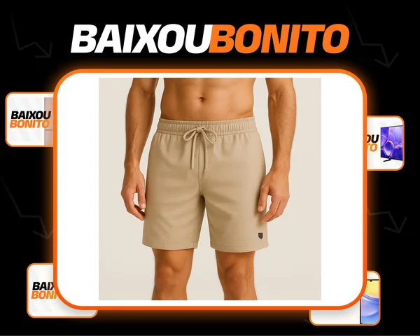 Bermuda Tectel Masculino Leve Fresca Bolsos Frontais Básica