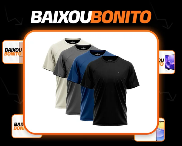Kit 4 Camiseta Dry-fit Sandrini Masculina Academia Caminhada