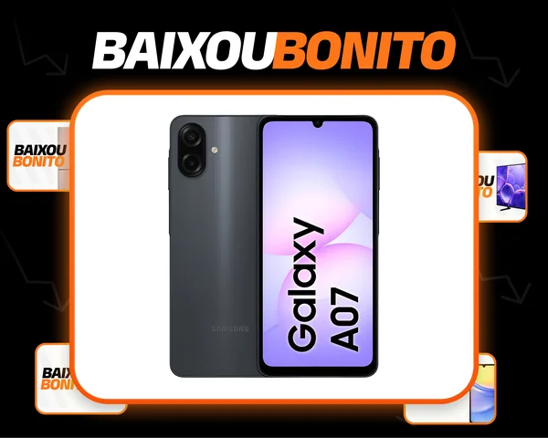 Celular Samsung Galaxy A07 128gb, 4gb, Câmera 50mp, Tela 6.7 , Proteção Ip54, Processador 6nm - Preto