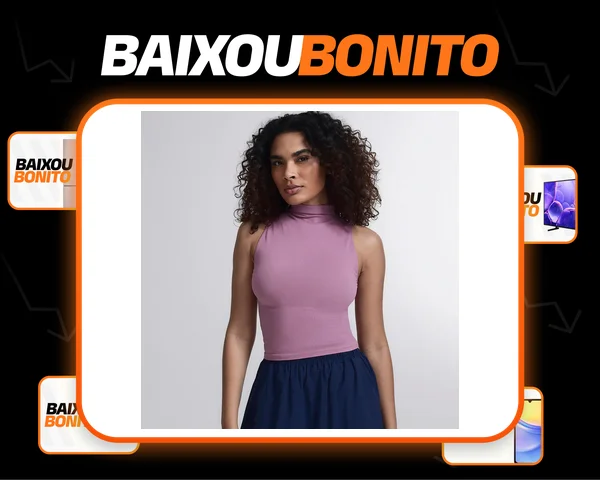 Regata Cropped Gola Alta In-form Seamless Feminino