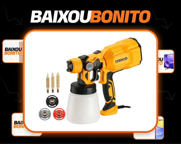 Pistola De Pintura E Pulverizadora Elétrica Portátil Hvlp 800ml 3 Bicos Deko
