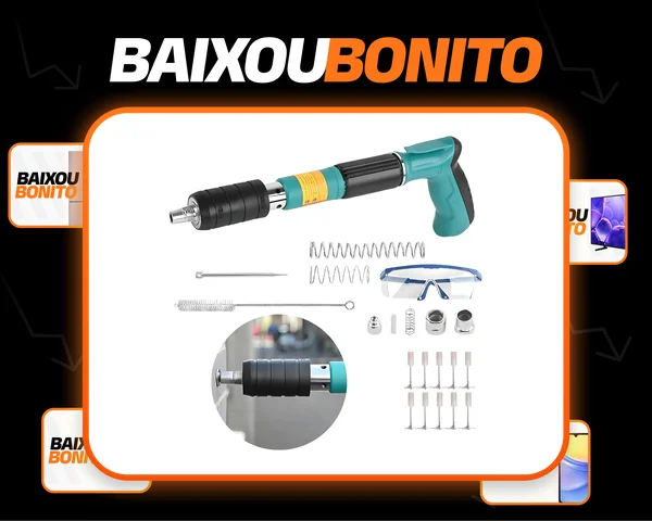 Pistola De Fixação Com Acessórios + 10 Rebites Potentes
