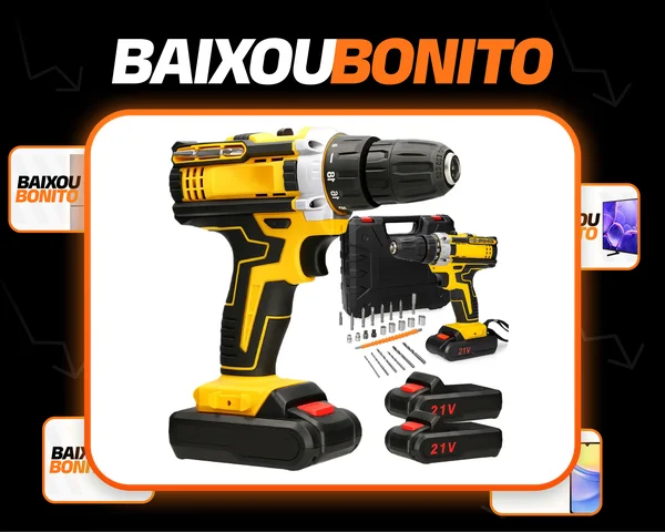 Parafusadeira Furadeira Profissional 2 Baterias Sem Fio Com Maleta De Ferramentas Multiuso - Aero Home