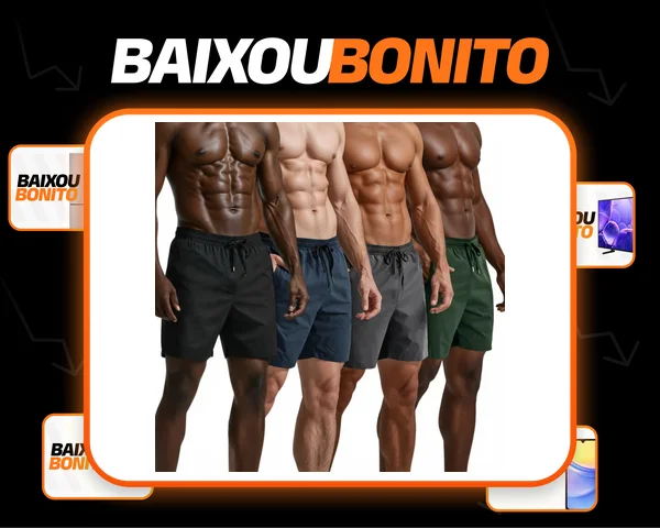 Kit 4 Short Praia Masculino Bermuda Tactel Academia Corrida