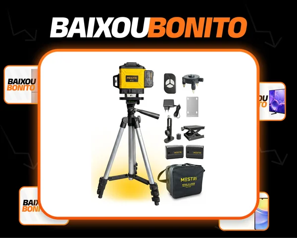 Kit Nível A Laser Verde 12 Linhas Esquadro + Suporte + Tripé Recarregavel Profissional Prumo Autonivelante MESTRI