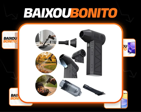 Mini Ventilador Soprador De Ar Turbo Jato 130000 Rpm Sem Fio Preto 127/220v