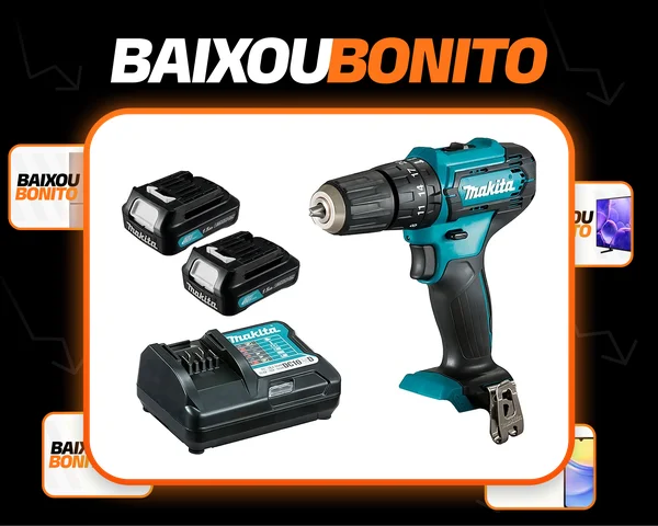 Kit Furadeira Parafusadeira Hp333 + Carregador + 2 Baterias Cor Azul