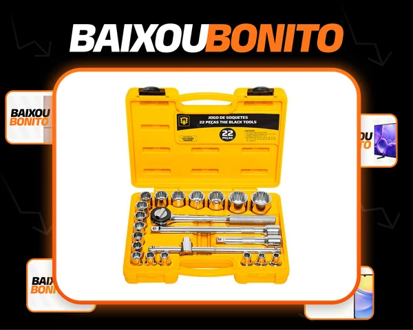 Jogo Kit de Ferramentas Manuais Chave Catraca 1/2 8 a 32mm BCS022 The Black Tools Cor Amarelo