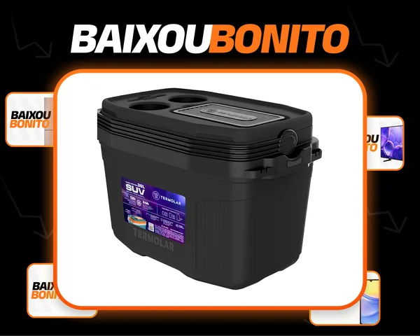 Caixa Termica Suv Cooler Com Alça 20 Litros Praia Pesca Camping Cor Preto Termolar