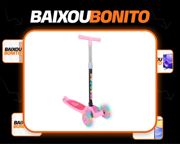 Patinete Infantil 3 Rodas Com Led Dobrável