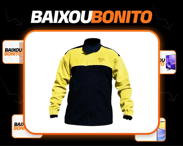 Blusão Para Soldador Raspa E Brim Antichamas Preto