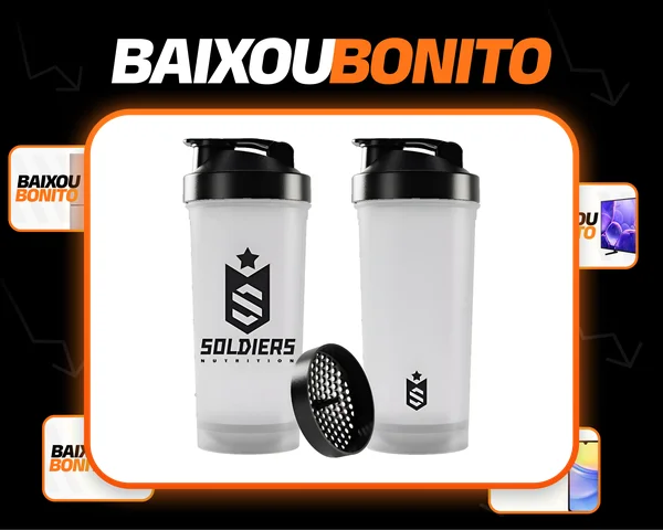 Coqueteleira Slim 600ml Soldiers Nutrition Hidratação Treino Preto