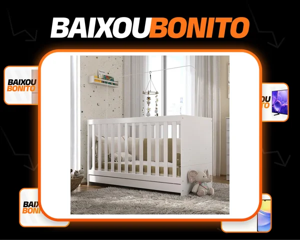 Berço 3 em 1 para Colchão 60 x 130cm vira sofá e minicama 3 anos de garantia Multimóveis Branco