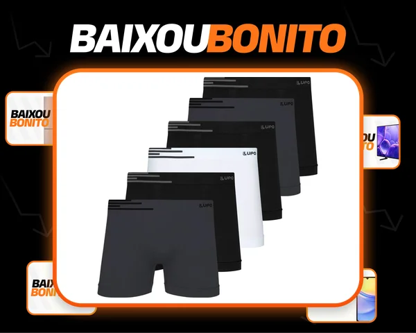 Kit 6 Cuecas Boxer Lupo Poliamida Sem Costura Box Original