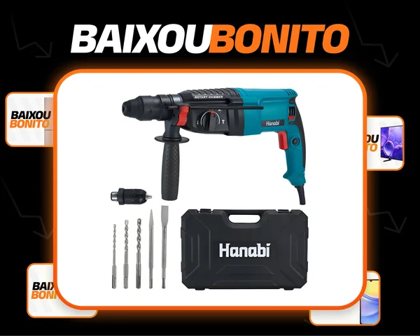 Martelete Perfurador Rompedor Professional 1300w 2.8j 26mm Sds Plus 60hz Hanabi