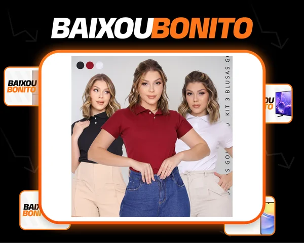 Kit 3 Camisa Feminina Gola Polo Pra Uniforme De Trabalho