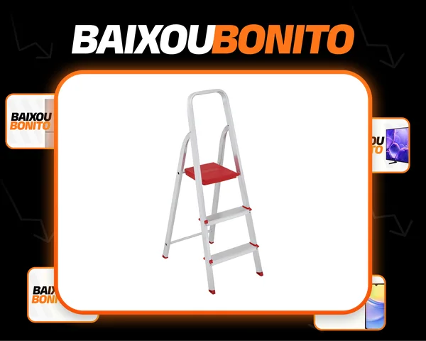 Escada De Alumínio Dobrável Compacta com 3 Degraus - Botafogo - Leve e Resistente
