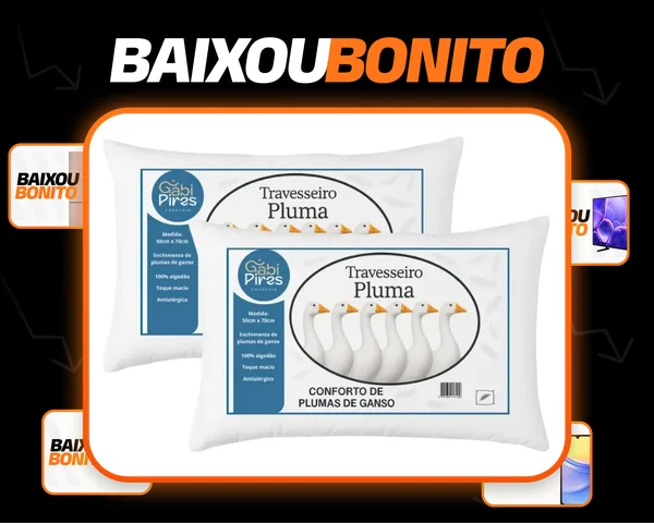 Kit 2 Travesseiros Pena De Ganso 70x50cm Toque Plumas