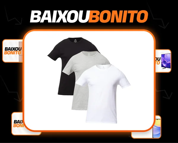 Kit Com 3 Camisetas Masc Básicas Slim Gola Redonda Hering