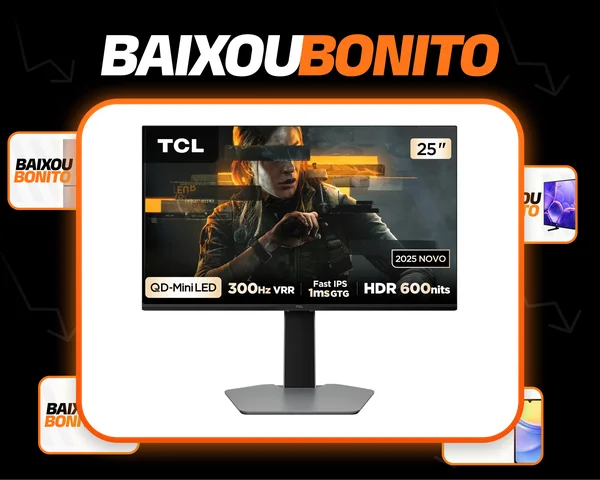 Monitor Gamer TCL 25 Polegadas QLED Mini LED Full HD G64 300Hz 1ms (GtG) Freesync HDR 600 nits 25G64