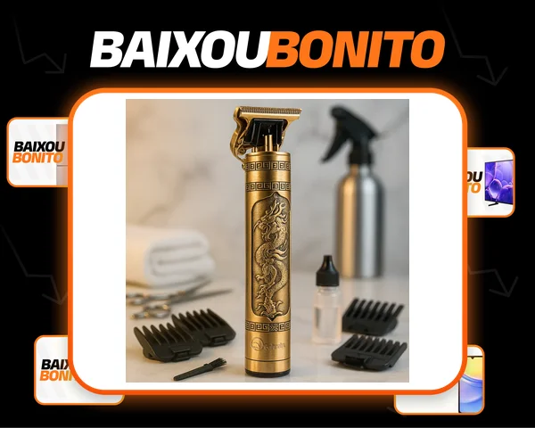 Máquina Dragao Cortar Cabelo E Barba Masculina Designer Profissional Cor Dourado Precisão De Corte Recarregável Portátil Uso Doméstico E Profissional Afiadas Alta Performance Bahrein