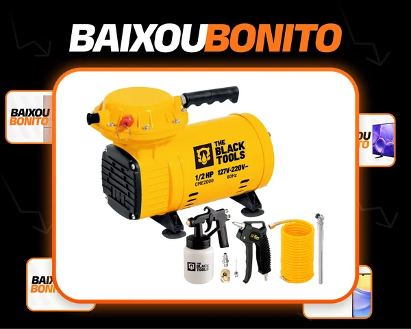 Compressor De Ar Direto Elétrico Portátil 0.5hp 60hz Com Acessórios Amarelo Cme2000 The Black Tools