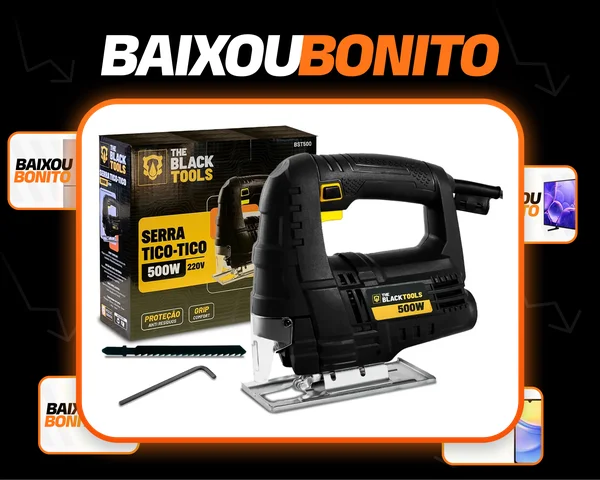 Serra Tico Tico Profissional 110V 500W 3000 Gpm Cor Preto Ângulo De 45° Com Acessórios Bst500 The Black Tools