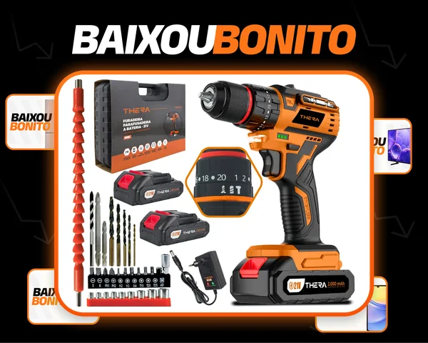 Parafusadeira Furadeira De Impacto Brushless 21v 2 Baterias 60 Hz