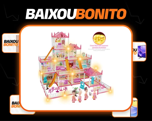 Casinha De Boneca Castelo Da Princesa 283 Pcs Rosa Com Quatro Bonecas