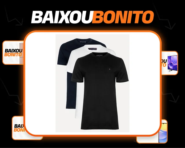 Kit Camisetas Tommy Hilfiger Essential 3un Preta/branca/azul