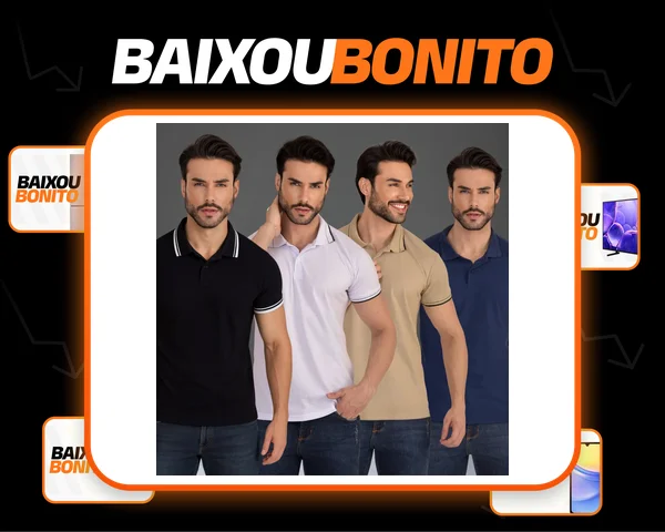 Kit 4 Camisa Polo Masculina Piquet Algodão Gola Trabalho