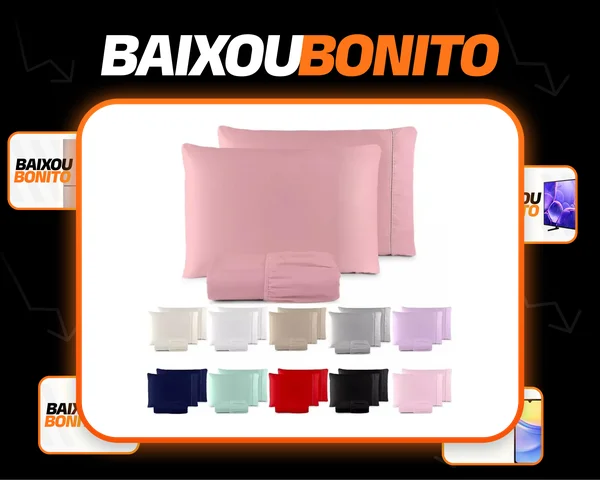 Jogo De Lençol Casal Padrão 3 Pçs 400 Fios C/ Elástico Hotel Rose Liso