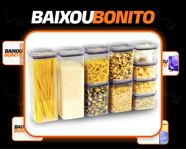 Kit 10 Organizadores Pote Hermético Empilhável Em Acrílico