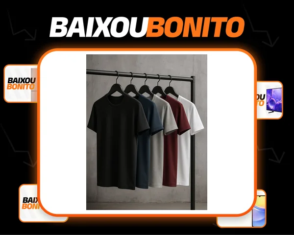 Kit 5 Camisetas Masculinas Slim Fit Básicas Algodão Premium