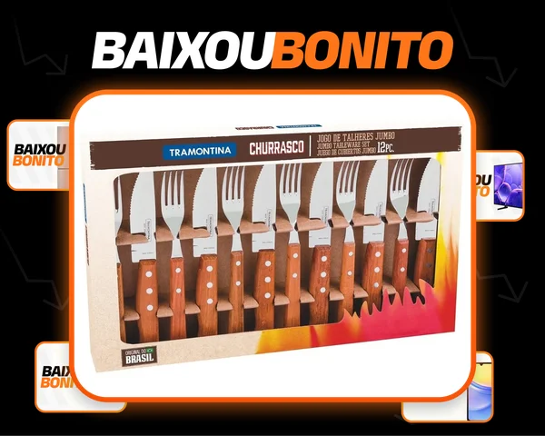 Jogo Para Churrasco Tramontina 12 Peças Jumbo Garfo Faca Cor Marrom