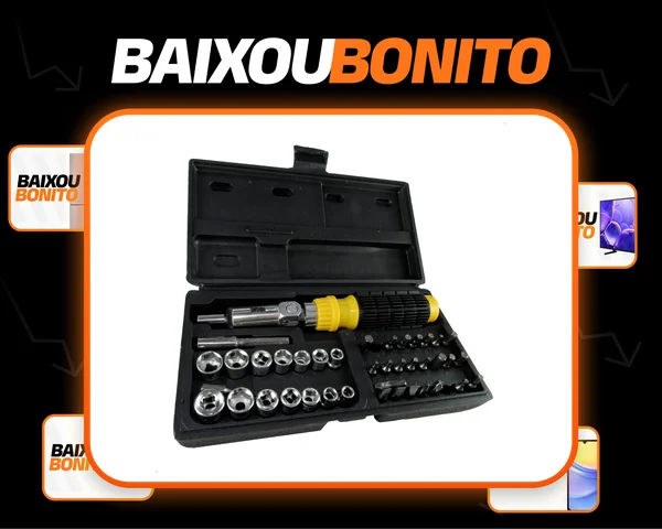 Kit Chaves Jogo Catraca Reversível Soquetes 40 Peças Maleta