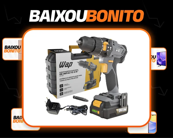 Parafusadeira Furadeira Impacto Sem Fio 45nm 21v Maleta Wap