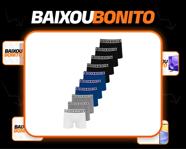 Kit 10 Cuecas Algodão Sem Costura Polo Wear Sortido