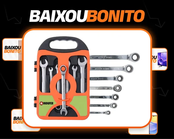 Chave Combinada Catraca Jogo De Chaves Com 7 Peças De Aço 08 A 19mm Reforçado Bmb-01 Indufer
