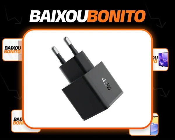 Carregador Turbo 45W Qcy Mini Gan Gn101 Usb-c Original Anatel Cor Preto