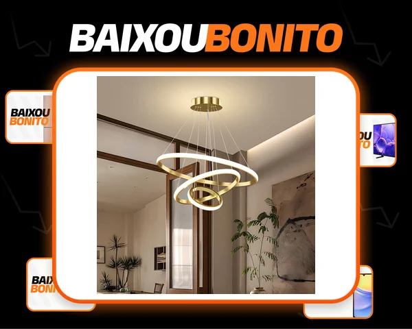 Lustre Teto Led Pendente Moderno 60w,3 Arcos Luminária Sala