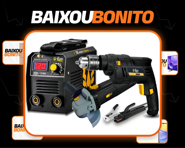 Maquina Solda Inversora Elétrica 120A MMA/TIG + Furadeira De Impacto 550W 3/8" 220V + Esmerilhadeira Angular 4.1/2" 710W