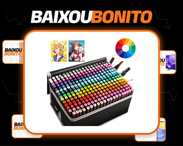 Kit Canetas Marcador 212 Cores Profissional Desenhado À Mão Preto