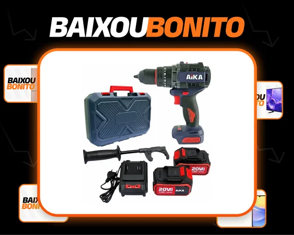 Furadeira Parafusadeira Aika Maleta 2 Baterias Robusta 20v Roxo E Preto 20v 50 Hz / 60 Hz