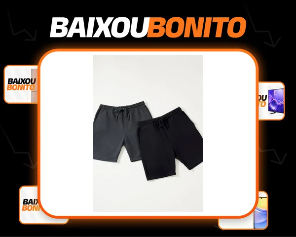 Kit Com 2 Bermudas Básicas Masculinas Em Moletom Hering