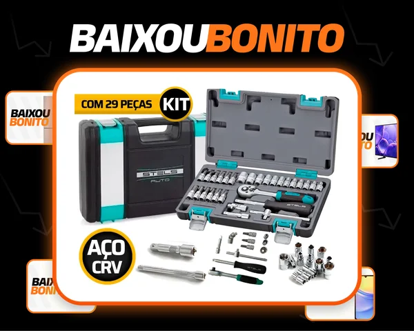 Jogo De Soquete 1/4 Auto Com 29 Peças Stels Cromo-vanadium