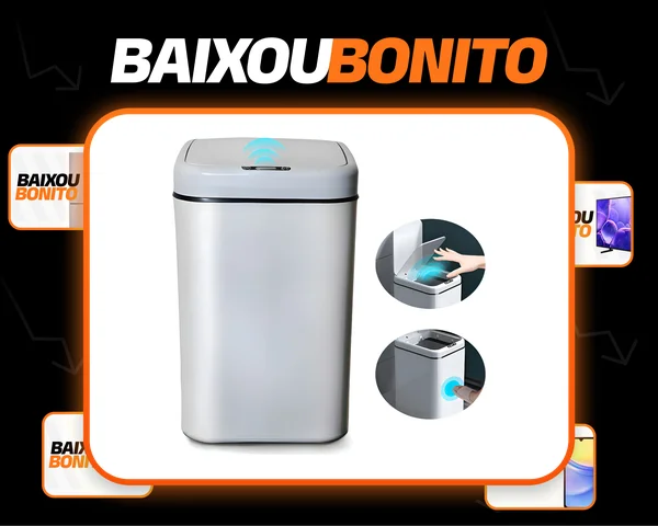 Lixeira Inteligente Com Sensor Automática Banheiro Cinza Claro Lixeira Automática De 16 Litros Com Sensor Balde Lixo Adequada Para Cozinha E Banheiro Modelo INTELICASA