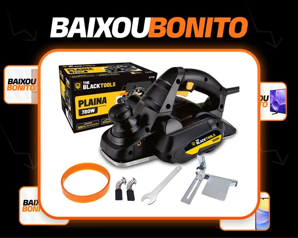 Plaina Elétrica 780W 110V 16500 Rpm Profissional Cor Preto Com Acessórios Alta Precisão The Black Tools
